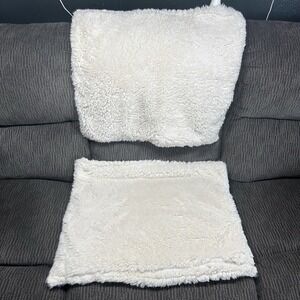 BHF Faux Fur Fuzzy White Cream Pillow Cover Sham Set‎ Of 2 20" X 25" Cozy Soft